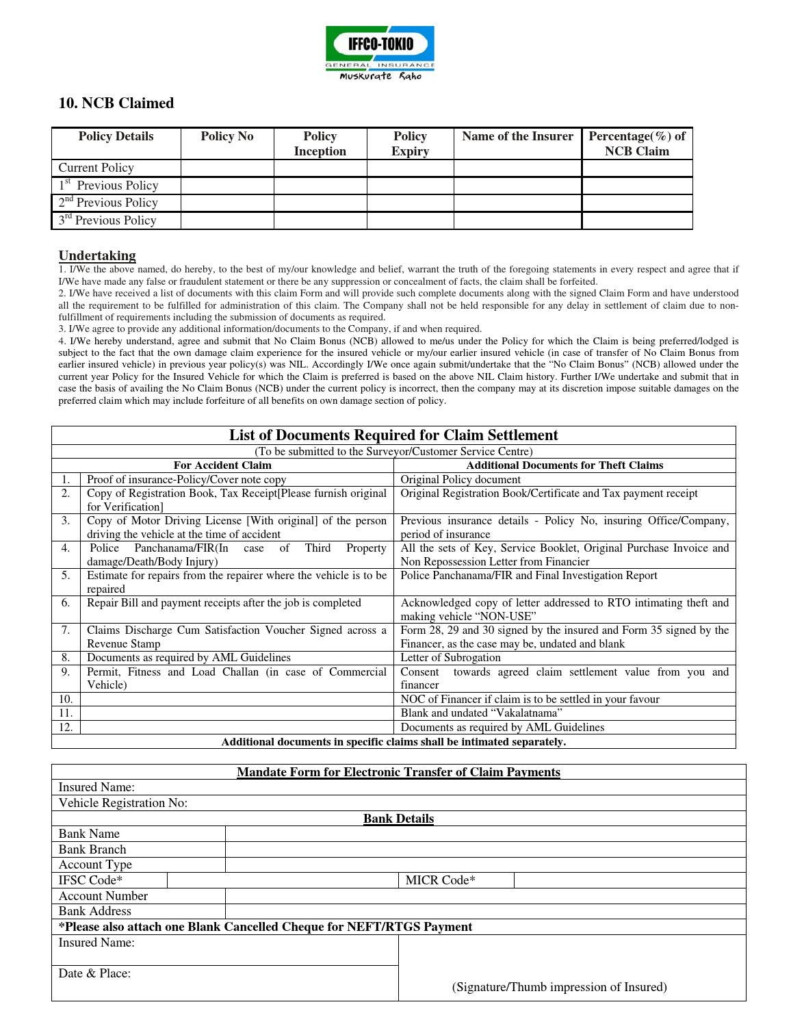 Claim Form Two Wheeler Insurance Policy Iffco Tokio By Jessica Kappor 