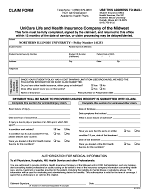 CLAIM FORM UniCare Life And Health Insurance Company Of The Niu