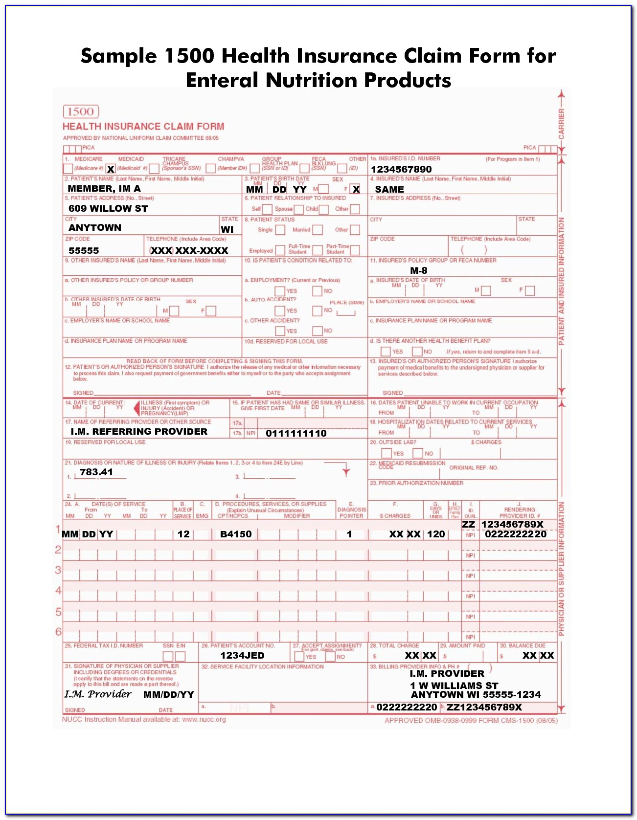 Cms 1500 Claim Form Fields Universal Network