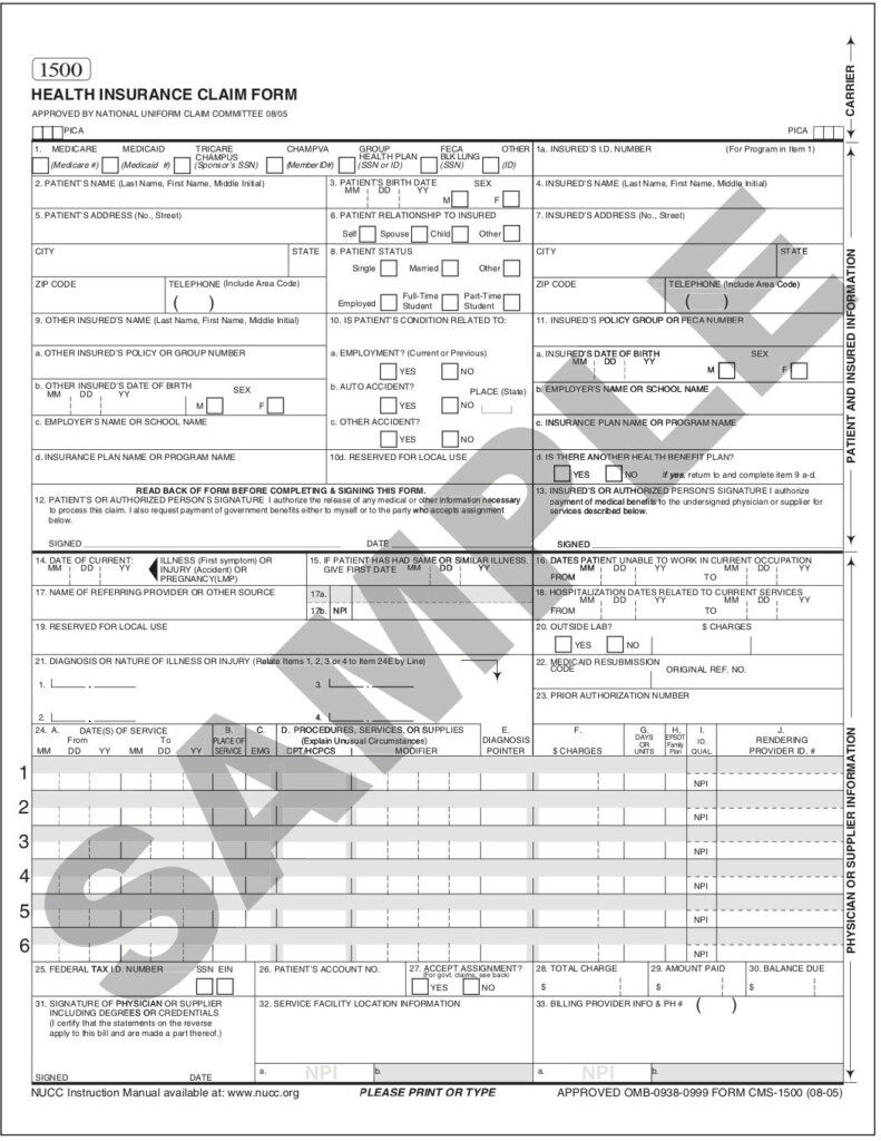 Cms 1500 Claim Form Worksheet