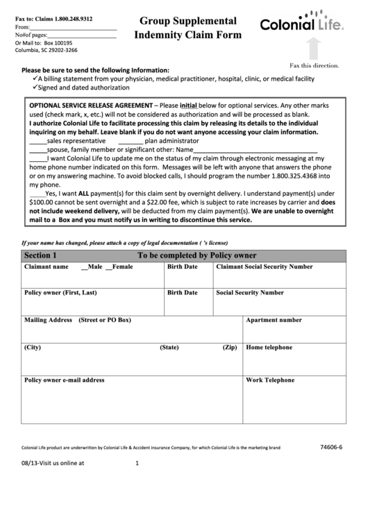 Colonial Life Printable Claim Forms Printable Word Searches