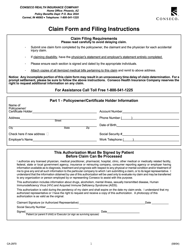 Conseco Life Insurance Death Claim Form Fill Out Sign Online DocHub