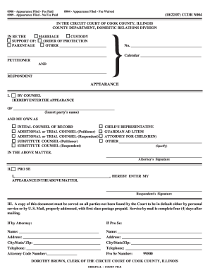 Cook County Appearance Form 2020 2023 Fill And Sign Printable