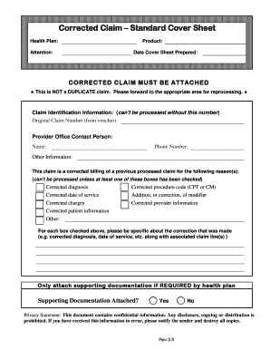 Corrected Claim Cover Sheet Fill And Sign Printable Template Online