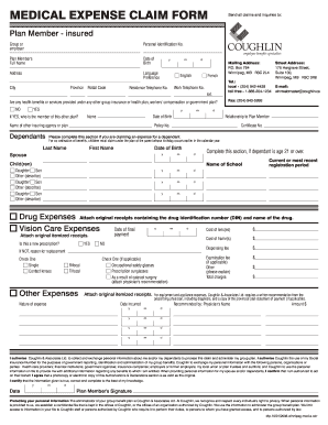 Coughlin Medical Expense Claim Form Fill And Sign Printable Template 