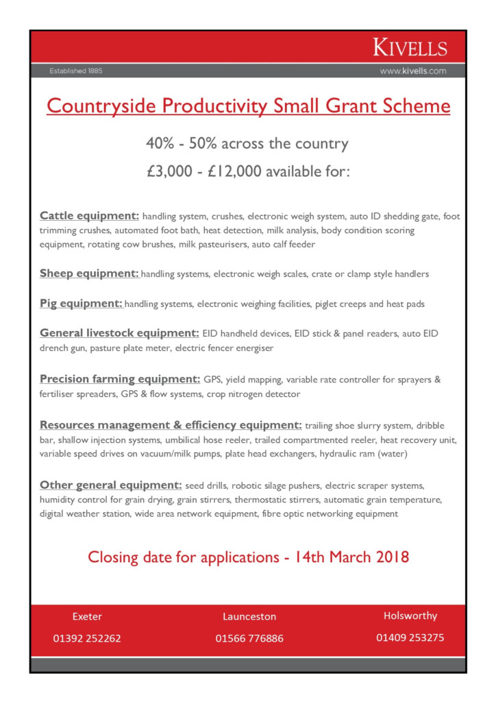 Countryside Productivity Small Grant Scheme Kivells