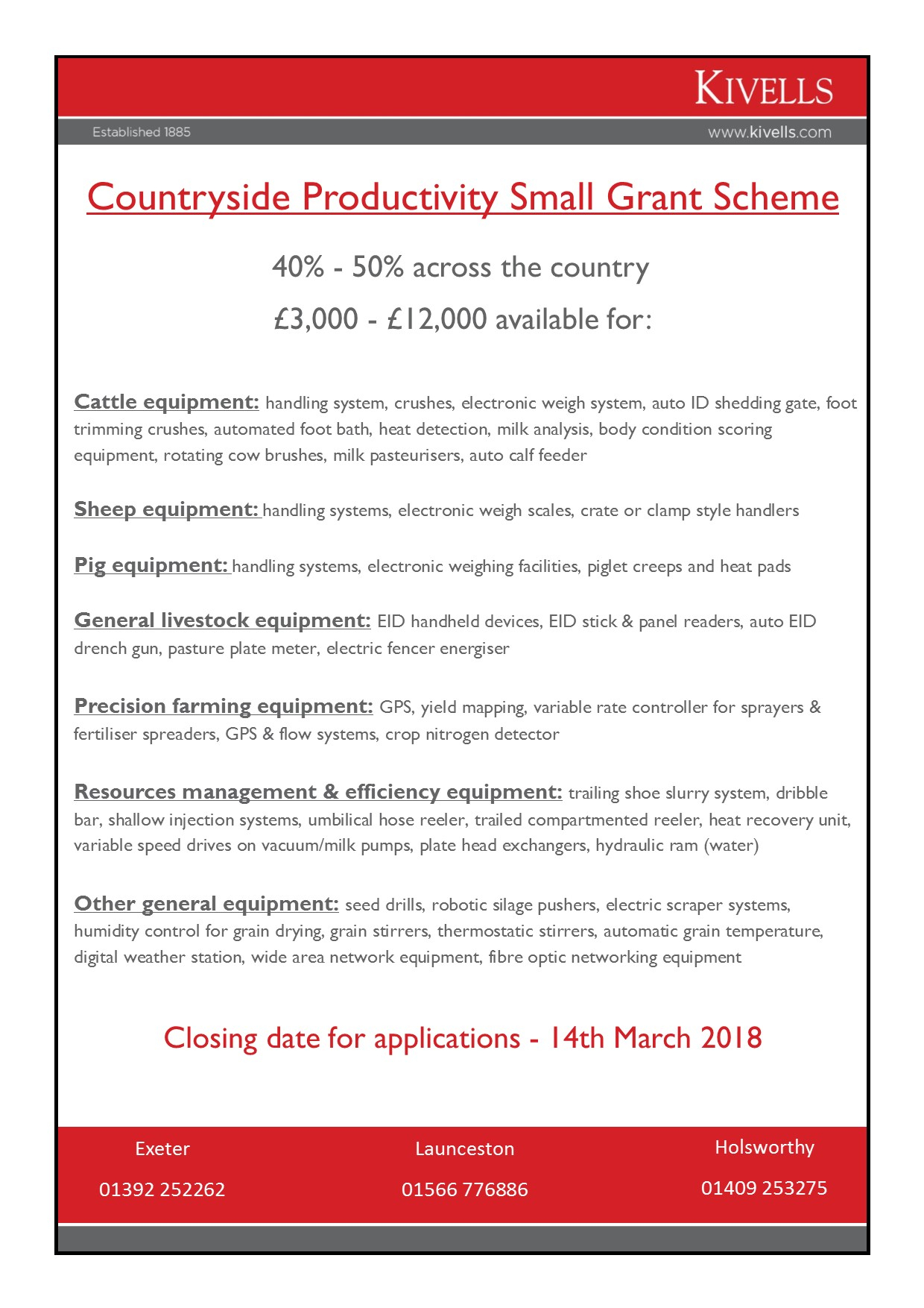 Countryside Productivity Small Grant Scheme Kivells