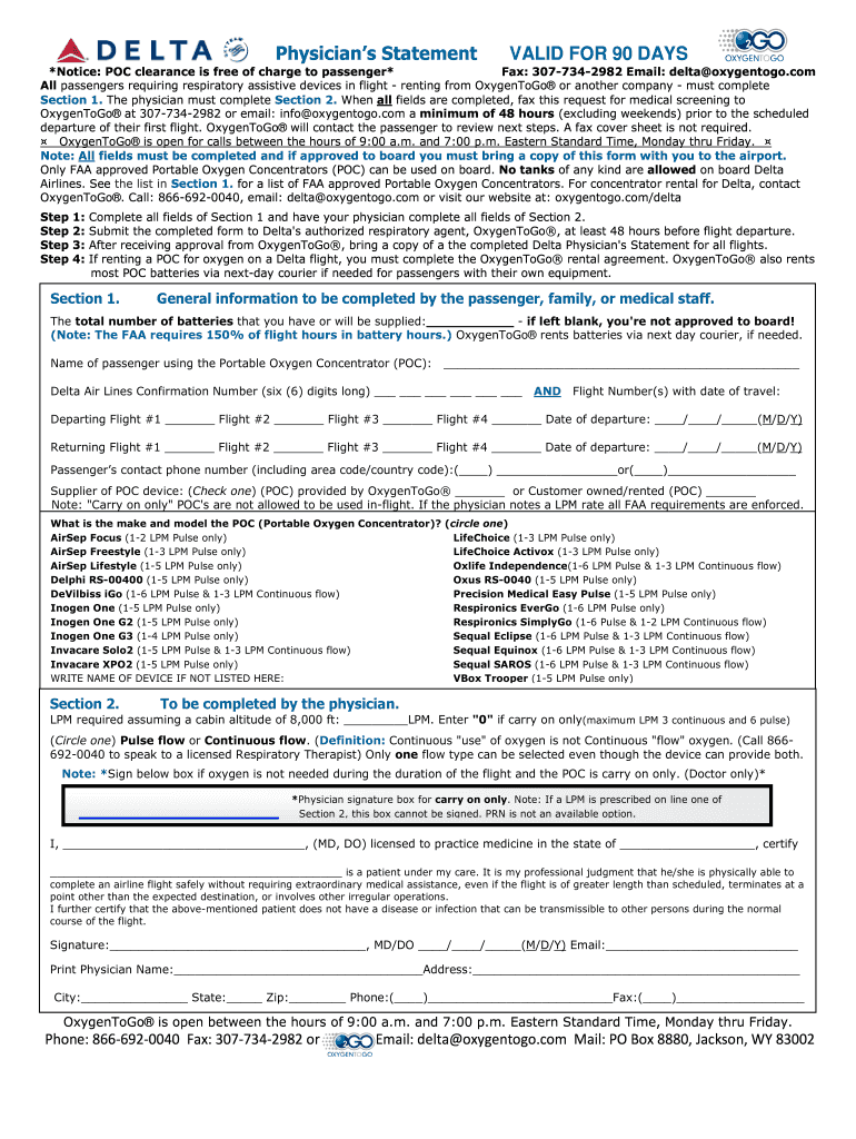 Delta Oxygen Form Fill Out Sign Online DocHub