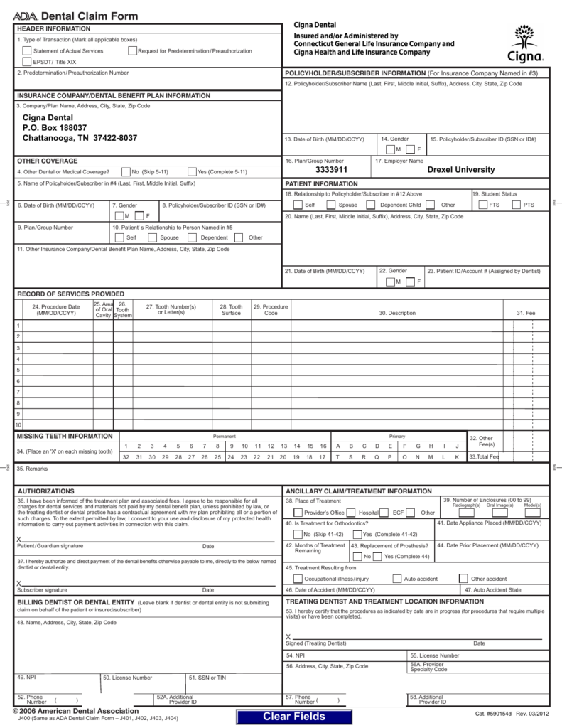 Dental Claim Form