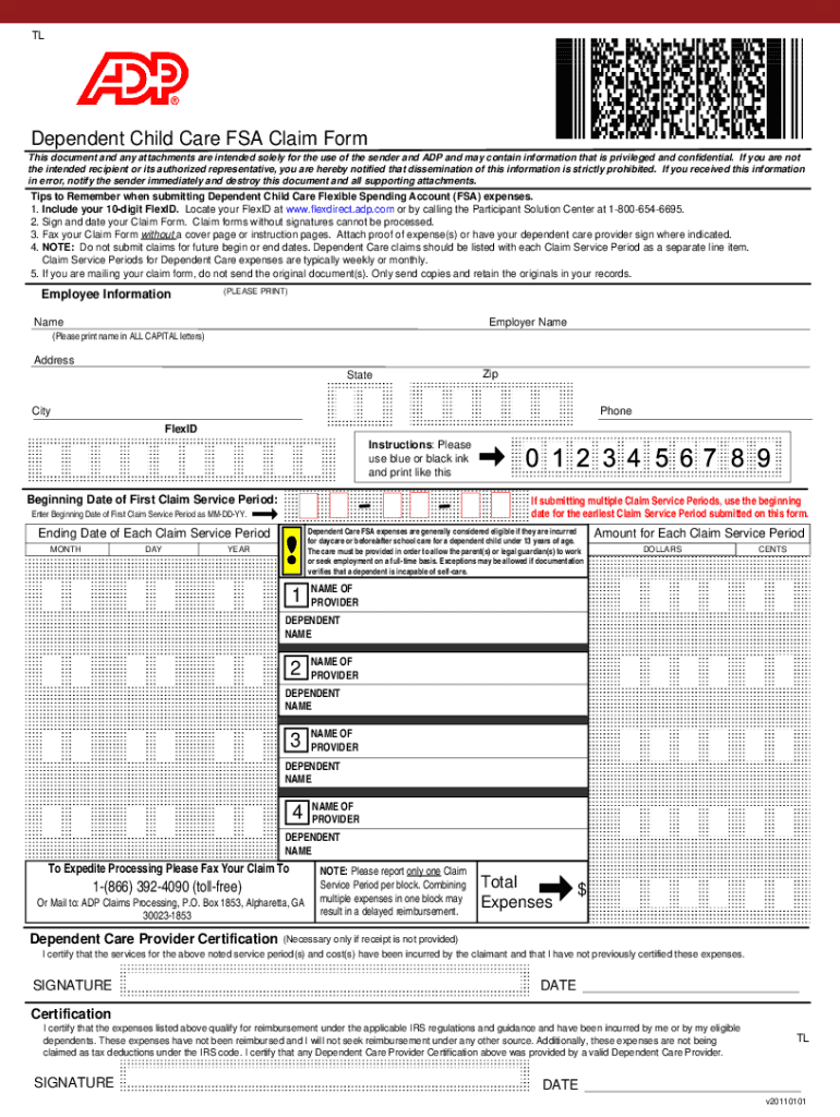 Dependent Care Reimbursement Form Adp Fill Out Sign Online DocHub