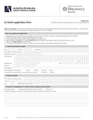 Discovery Ex Gratia Application Form 2020 Fill And Sign Printable 