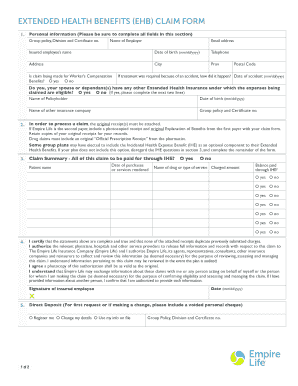 Empire Life Claim Form Fill Online Printable Fillable Blank 