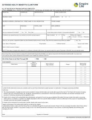 Empire Life Insurance Claim Form Fill Online Printable Fillable 