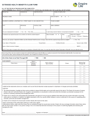 Empire Life Insurance Claim Form Fill Online Printable Fillable