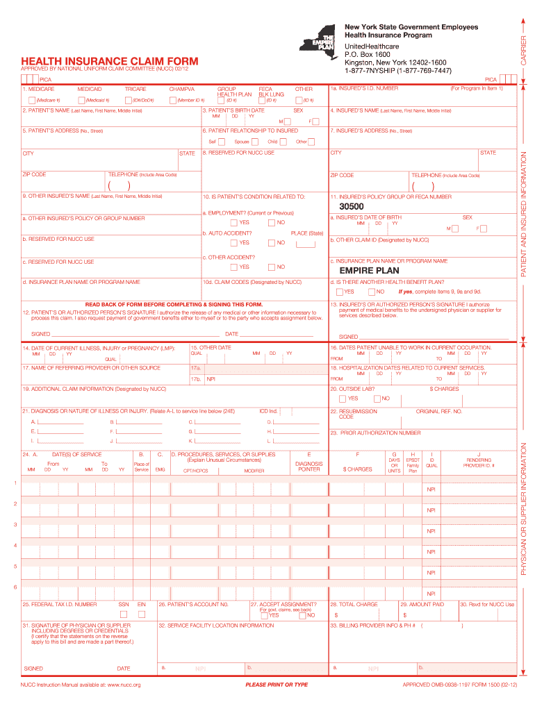 Empire Plan Claim Form Fill Online Printable Fillable Blank 