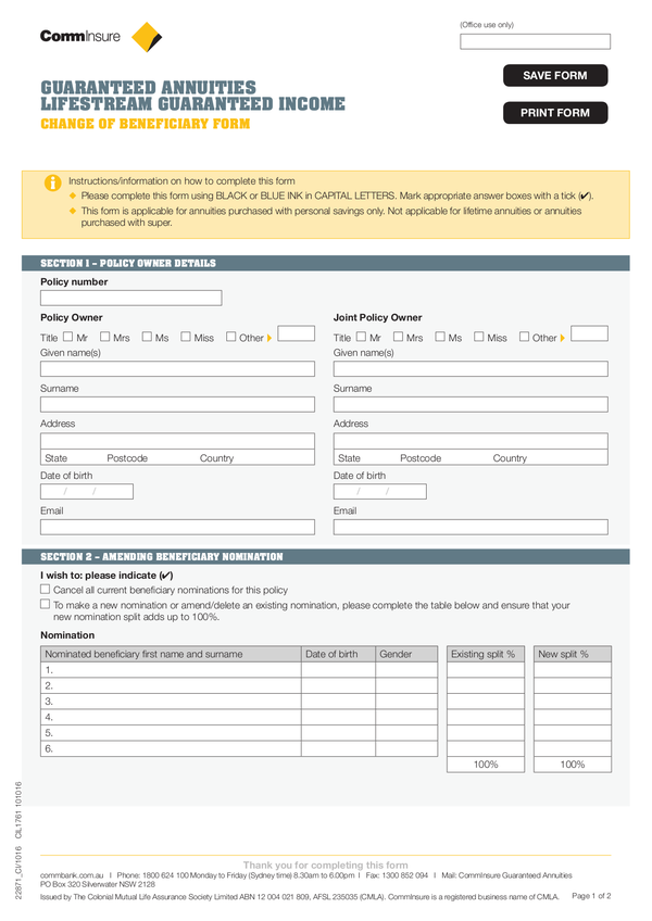 Fill Free Fillable Commonwealth Bank Of Australia PDF Forms