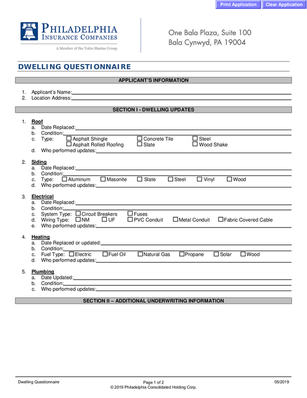 Fill Free Fillable Philadelphia Insurance Companies PDF Forms