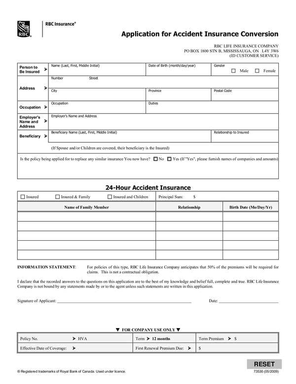 Fill Free Fillable RBC Insurance PDF Forms