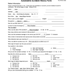 Fillable Automobile Accident History Form Printable Pdf Download