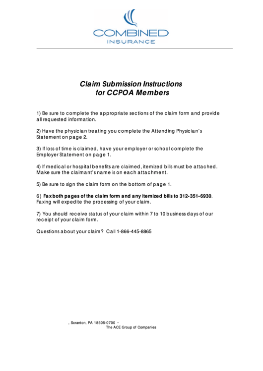 Fillable Claim Form The Ccpoa Benefit Trust Fund Printable Pdf Download