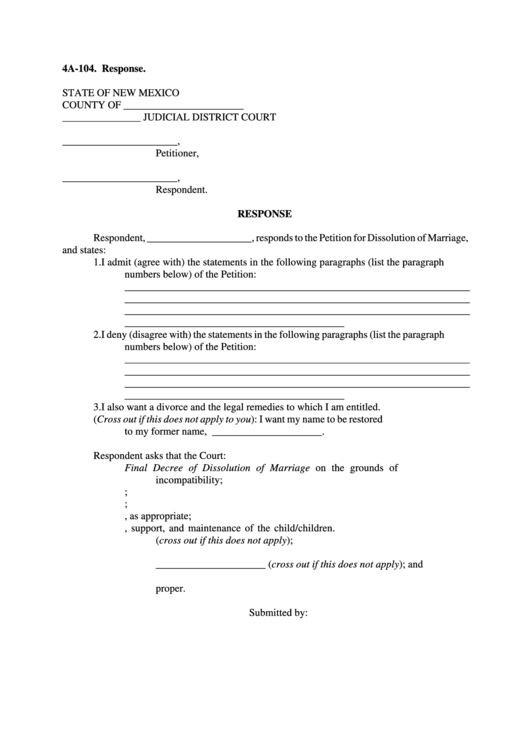 Fillable Form 4a 104 Judicial District Court Printable Pdf Download