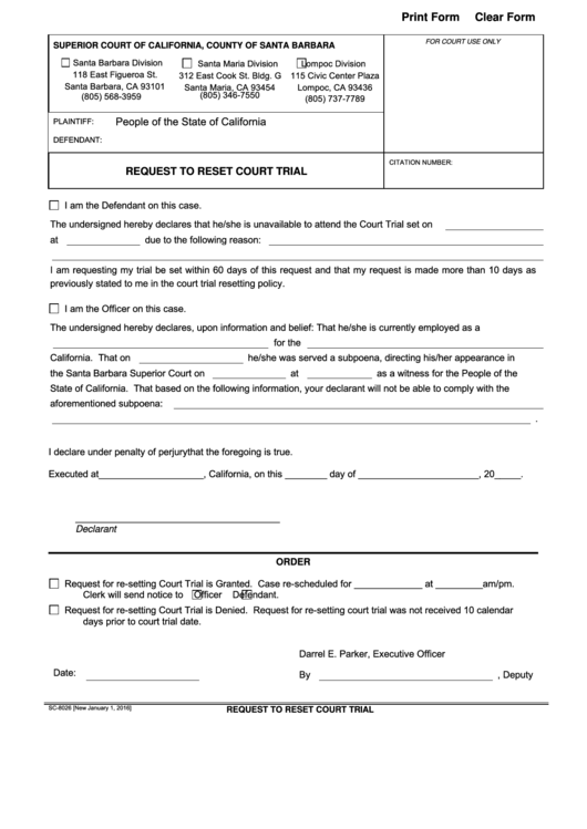 Fillable Form Sc 8026 Request To Reset Court Trial County Of Santa
