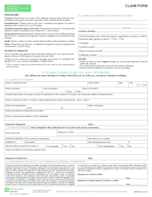 Fillable Online Accirance Claim Form Desjardins Life Insurance Fax 