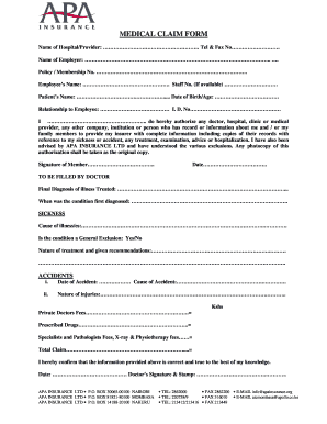 Fillable Online Apainsurance APA Claim Form doc Apainsurance Fax