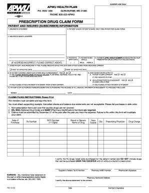 Fillable Online Apwu Health Plan Policy Number Form Fax Email Print