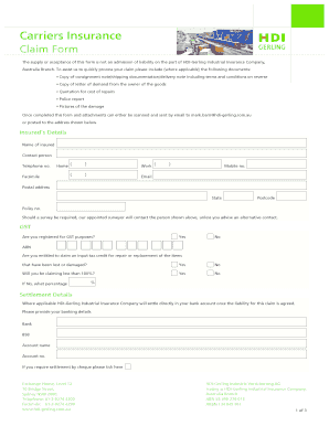 Fillable Online Carriers Insurance Claim Form Fax Email Print PdfFiller