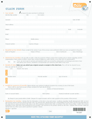 Fillable Online Claim Form AHM OSHC Is The Fax Email Print PDFfiller
