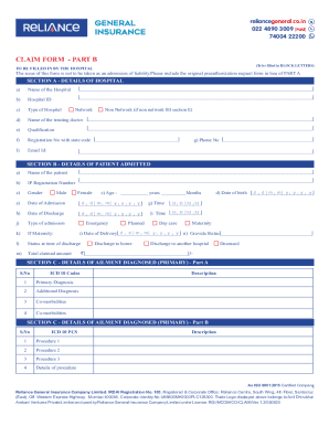 Fillable Online CLAIM FORM FOR HEALTH INSURANCE POLICIES PART B TPA B
