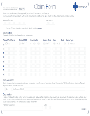 Fillable Online Claim Form Navy Health Fax Email Print PdfFiller