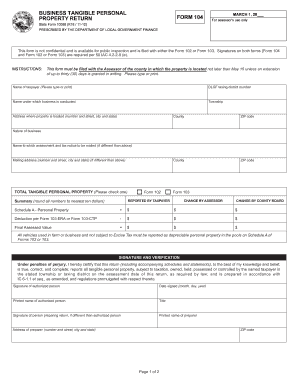 Fillable Online Co Hendricks In Form 104 Hendricks County Government 