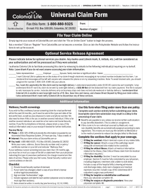 Fillable Online Colonial Life Accident Insurance Company Columbia 