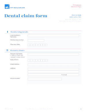 Fillable Online Dental Claim Form AXA PPP Healthcare Fax Email Print