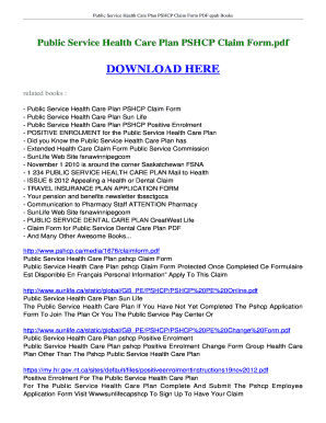 Fillable Online Ebookread Public Service Health Care Plan PSHCP Claim 