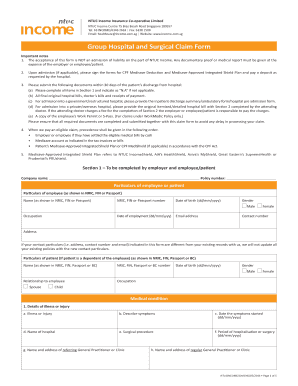 Fillable Online Group Hospital And Surgical Claim Form NTUC Income