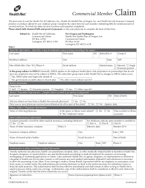 Fillable Online Health Net Commercial Claim Form Corp104398 Fax Email 