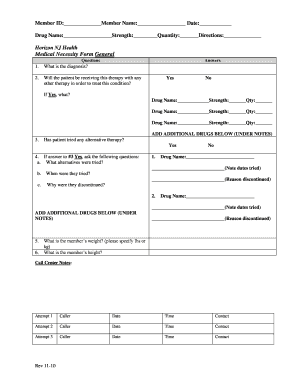 Fillable Online Horizon NJ Health Medical Necessity Form General Fax 