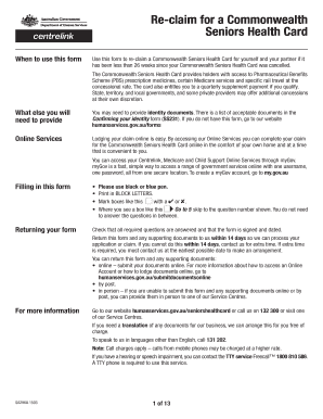 Fillable Online Humanservices Gov Re claim For A Commonwealth Seniors 