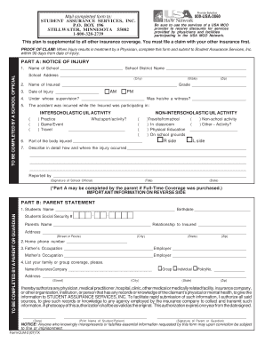 Fillable Online Lavillaisd Student Insurance Claim Form La Villa Fax 