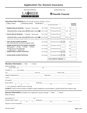 Fillable Online Manulife Affinity Markets Health Insurance Claim 