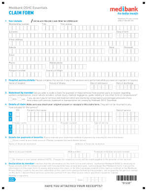 Fillable Online Medibank OSHC Essentials CLAIM ForM Fax Email Print 