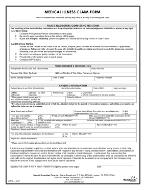 Fillable Online Medical Illness Claim Form Manhattan Life Fax Email