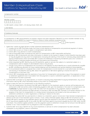 Fillable Online Member Compensation Claim HBF Health Fund Fax Email 