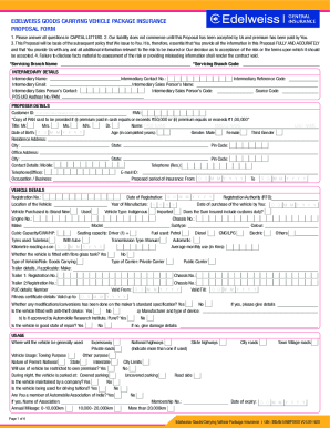 Fillable Online Motor Claim Form Edelweiss Insurance Home Fax Email