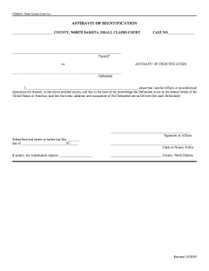 Fillable Online Ndcourts COUNTY NORTH DAKOTA SMALL CLAIMS COURT Fax 