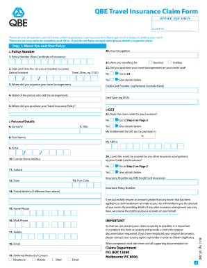 Fillable Online QBE Travel Insurance Claim Form Fax Email Print PdfFiller