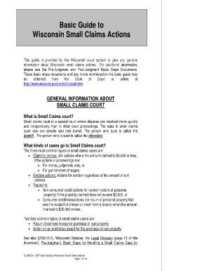 Fillable Online SC 6000 Basic Guide To Wisconsin Small Claims